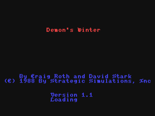 Demon's Winter title screen for Commodore 64